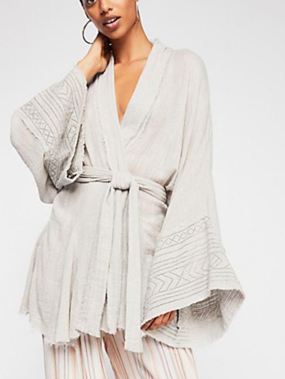 NWT Free People FP One Tie Wrap Kimono in Grey. Women’s size M/L